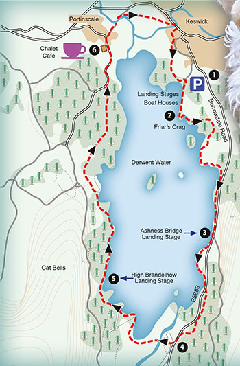 sample map of a walk aroung Derwent Water